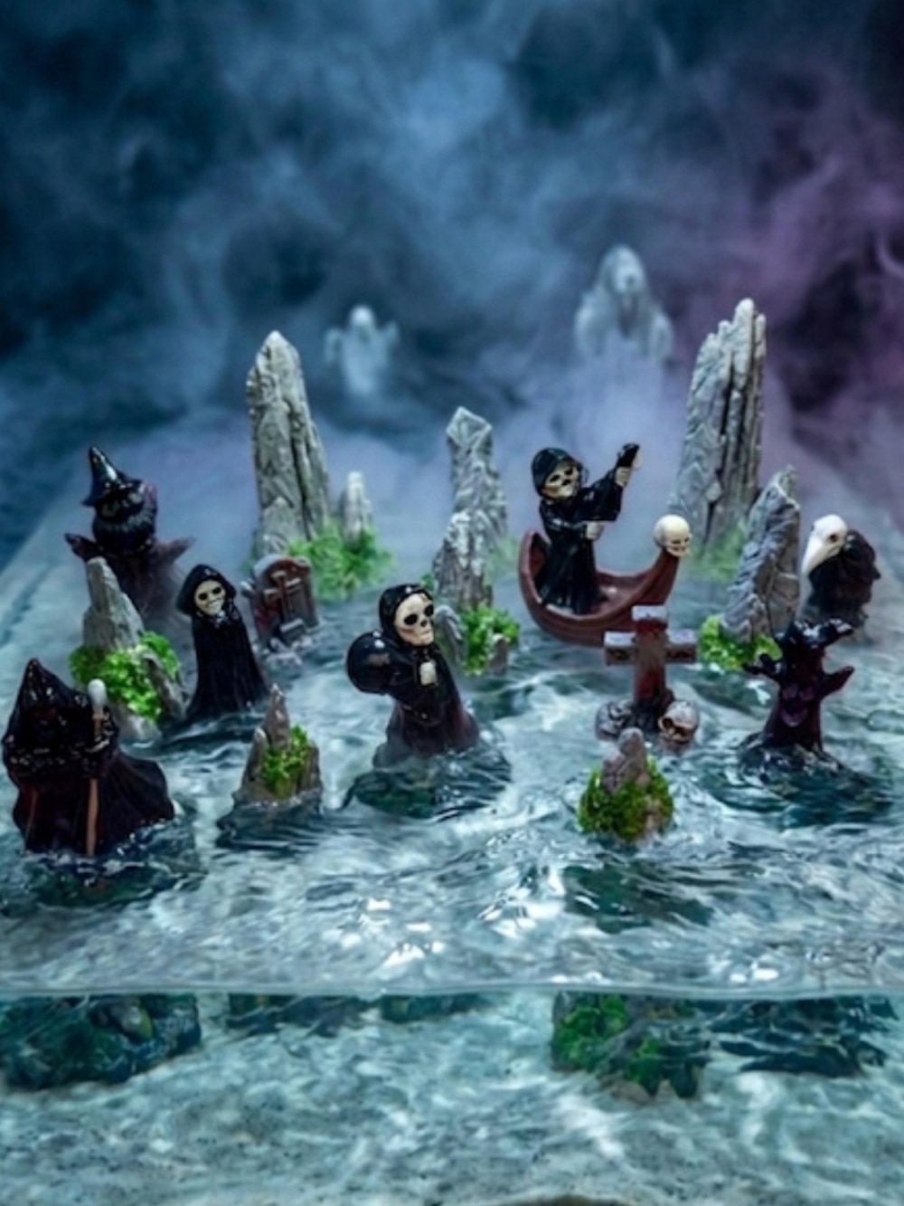 Halloween Accessories Miniature Gothic River Diorama - Skulls & Cloaked Figures